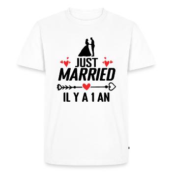 Noces De Coton Cadeau Anniversaire De Mariage 1 An - T-shirt Premium bio Homme - blanc - Devant - Nico (187cm)