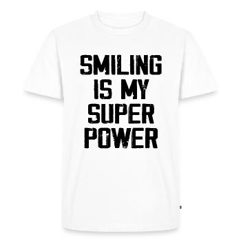Smiling Is My Super Power - Men's Premium Organic T-Shirt - white - Front - Nico (187cm)
