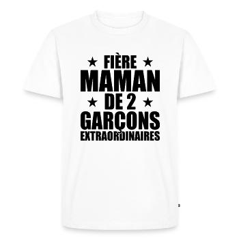 Fière Maman de 2 Garçons Extraordinaire - Cadeau - T-shirt Premium bio Homme - blanc - Devant - Nico (187cm)