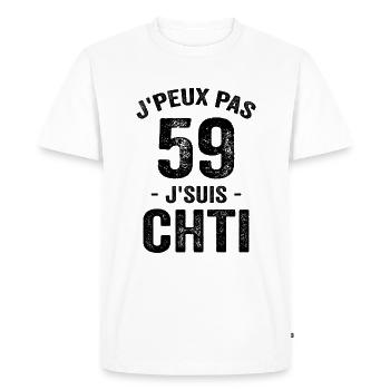 Je Peux Pas Je Suis Chti 59 - Ch'ti, chtimi - T-shirt Premium bio Homme - blanc - Devant - Nico (187cm)