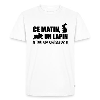 Chasse - Chasseur - Anti-chasse - T-shirt Premium bio Homme - blanc - Devant - Nico (187cm)