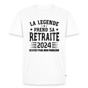Retraite, Retraité, Retraitée - T-shirt Premium bio Homme - blanc - Devant - Nico (187cm)