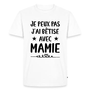 Je Peux Pas J'ai Bêtise Avec Mamie - T-shirt Premium bio Homme - blanc - Devant - Nico (187cm)