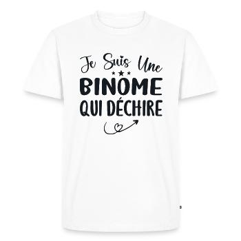 Je Suis Un Binome Qui Déchire - T-shirt Premium bio Homme - blanc - Devant - Nico (187cm)