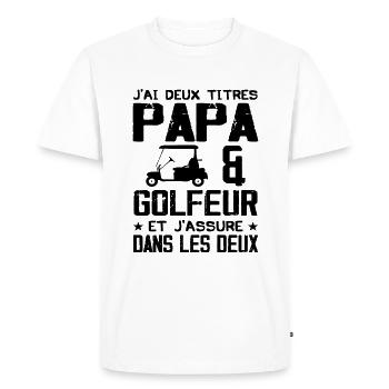 Je Suis Un Papa Golfeur - T-shirt Premium bio Homme - blanc - Devant - Nico (187cm)