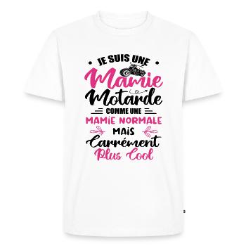 Mamie Motarde Mamou Humour - T-shirt Premium bio Homme - blanc - Devant - Nico (187cm)