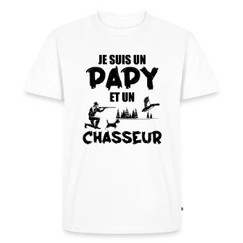 Je Suis Un Papa Et Un Chasseur - Cadeau Chasseur - T-shirt Premium bio Homme - blanc - Devant - Nico (187cm)