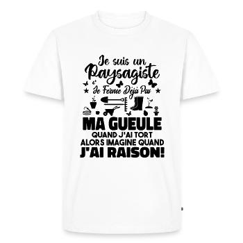 Paysagiste Paysagisme Paysagiste Aménagement - T-shirt Premium bio Homme - blanc - Devant - Nico (187cm)