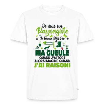 Paysagiste Paysagisme Paysagiste Aménagement - T-shirt Premium bio Homme - blanc - Devant - Nico (187cm)