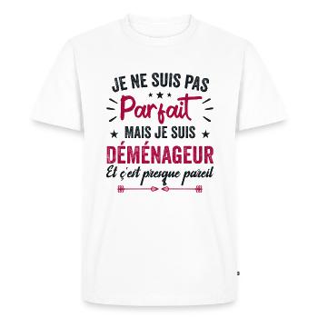 Je Ne Suis Pas Parfait Mais Déménageur - T-shirt Premium bio Homme - blanc - Devant - Nico (187cm)