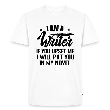I Am A Writer Funny Author Novelist Novel Writing - T-shirt Premium bio Homme - blanc - Devant - Nico (187cm)