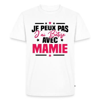 Je peux pas j'ai bêtise avec mamie - T-shirt Premium bio Homme - blanc - Devant - Nico (187cm)