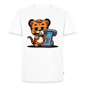 Little Tiger passe des appels téléphoniques - T-shirt Premium bio Homme - blanc - Devant - Nico (187cm)