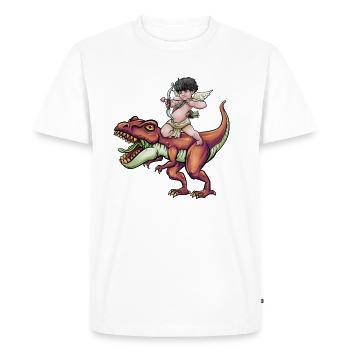 Armure de Cupidon T Rex coeur Saint-Valentin Cupid Rex - T-shirt Premium bio Homme - blanc - Devant - Nico (187cm)