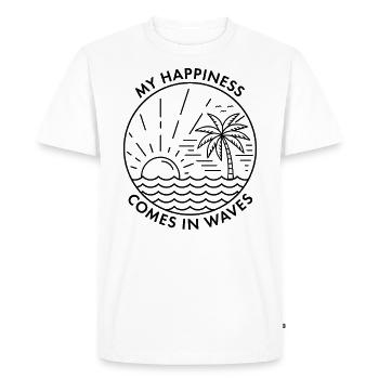 Mon bonheur vient par vagues - T-shirt Premium bio Homme - blanc - Devant - Nico (187cm)