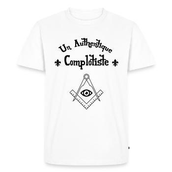 Un Authentique Complotiste - T-shirt Premium bio Homme - blanc - Devant - Nico (187cm)