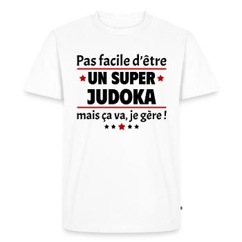 Pas facile d'être un super judoka, judo, noël - T-shirt Premium bio Homme - blanc - Devant - Nico (187cm)