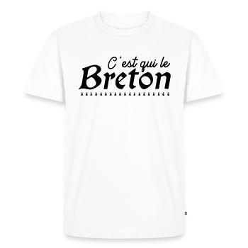 C'est qui le Breton - T-shirt Premium bio Homme - blanc - Devant - Nico (187cm)
