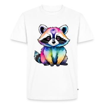 Illustration aquarelle de raton laveur - T-shirt Premium bio Homme - blanc - Devant - Nico (187cm)