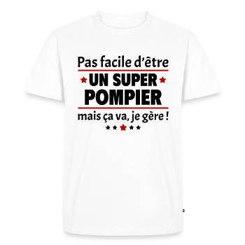 Pas facile d'être un super pompier, métier, noël - T-shirt Premium bio Homme - blanc - Devant - Nico (187cm)