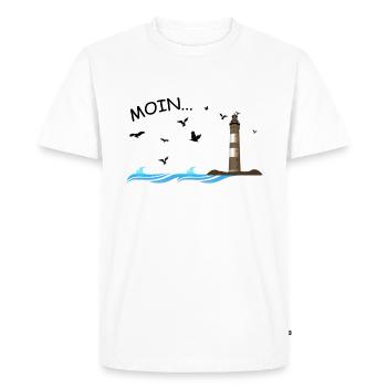 Moin dit l'un sur la côte nord de l'Allemagne, mer Baltique - T-shirt Premium bio Homme - blanc - Devant - Nico (187cm)