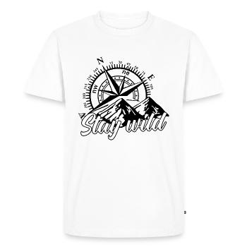 Stay Wild Mountains Compass - Men's Premium Organic T-Shirt - white - Front - Nico (187cm)