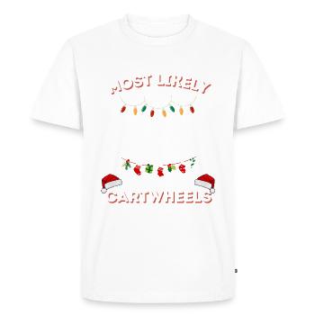 Most Likely To Be Doing Cartwheels Christmas - Men's Premium Organic T-Shirt - white - Front - Nico (187cm)