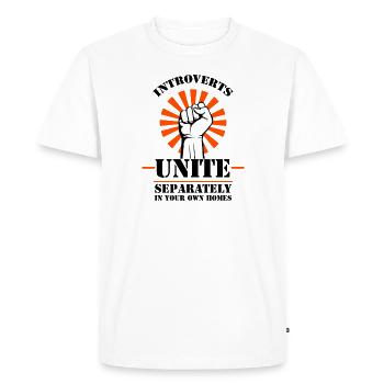 Introverts unite saying shy - Men's Premium Organic T-Shirt - white - Front - Nico (187cm)