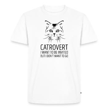 Catrovert Cat Cadeau Introverti - T-shirt Premium bio Homme - blanc - Devant - Nico (187cm)