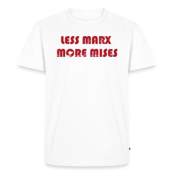 Less Marx More Mises - Men's Premium Organic T-Shirt - white - Front - Nico (187cm)