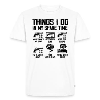 Things I Do In My Spare Time Funny Gun Lover Gun - Men's Premium Organic T-Shirt - white - Front - Nico (187cm)