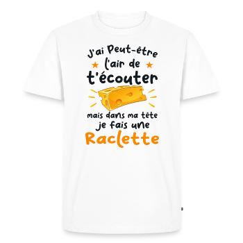 Dans Ma Tete Raclette Humour Raclette - T-shirt Premium bio Homme - blanc - Devant - Nico (187cm)