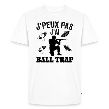 J'Peux Pas J'ai BallTrap - T-shirt Premium bio Homme - blanc - Devant - Nico (187cm)