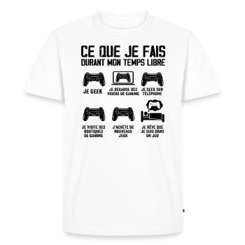 Mon Temps Libre de Gamer - Passion des Jeux Vidéos - T-shirt Premium bio Homme - blanc - Devant - Nico (187cm)