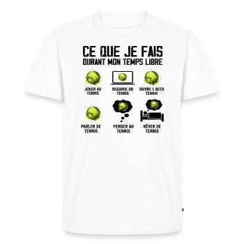 Ce que je fais Temps Libre Tennis - T-shirt Premium bio Homme - blanc - Devant - Nico (187cm)