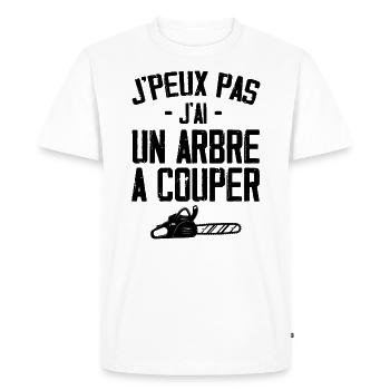 J'peux Pas J'ai Un Arbre A Couper Humour Cadeau - T-shirt Premium bio Homme - blanc - Devant - Nico (187cm)