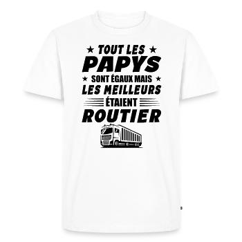 Routier Papy Cadeau Chauffeurs Routiers - T-shirt Premium bio Homme - blanc - Devant - Nico (187cm)