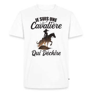 Je Suis Une Cavalière Qui Déchire Chevaux Cadeau - T-shirt Premium bio Homme - blanc - Devant - Nico (187cm)