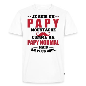 Un papy moustache comme un papy normal - T-shirt Premium bio Homme - blanc - Devant - Nico (187cm)
