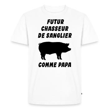 Enfant - Futur Chasseur de Sanglier Comme Papa - T-shirt Premium bio Homme - blanc - Devant - Nico (187cm)