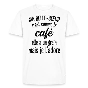 Belle-sœur Grain Café - T-shirt Premium bio Homme - blanc - Devant - Nico (187cm)