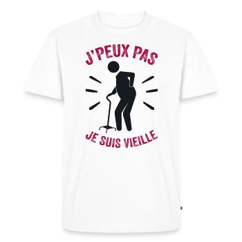 Je Peux Pas Je Suis Vieille - T-shirt Premium bio Homme - blanc - Devant - Nico (187cm)