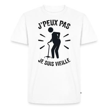Je Peux Pas Je Suis Vieille - T-shirt Premium bio Homme - blanc - Devant - Nico (187cm)