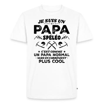 Papa Spéléo Spéléologie Cool - T-shirt Premium bio Homme - blanc - Devant - Nico (187cm)