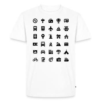 Travel Icons Travel Symbols Without Words Talk Voya - Men's Premium Organic T-Shirt - white - Front - Nico (187cm)