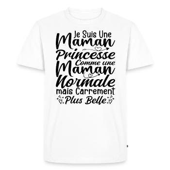 Je Suis Une Maman Princesse Carrément Plus Belle - T-shirt Premium bio Homme - blanc - Devant - Nico (187cm)