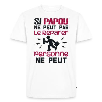 Si Papou Ne Peut Pas Le Réparer Personne Ne Peut - T-shirt Premium bio Homme - blanc - Devant - Nico (187cm)