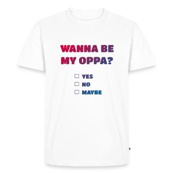 Wanna be my Oppa - T-shirt Premium bio Homme - blanc - Devant - Nico (187cm)
