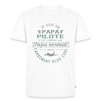PAPA Pilote comandant de bord cadeau pilote - T-shirt Premium bio Homme - blanc - Devant - Nico (187cm)