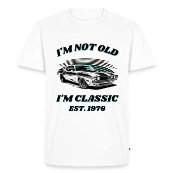 Born 1976 Classic since 1976 Muscle-Car Design - Men's Premium Organic T-Shirt - white - Front - Nico (187cm)
